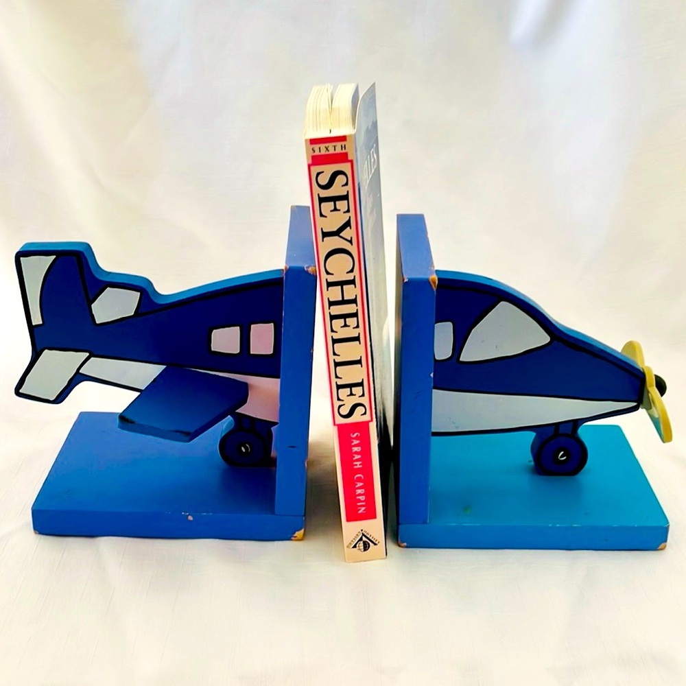 Blue Airplane Bookends